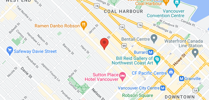 map of 1175 ROBSON STREET